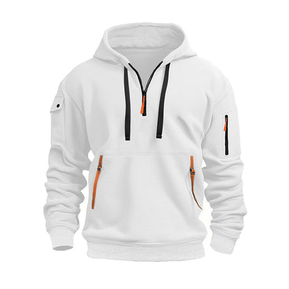 Men's Casual Sports Hoodie with Quarter Zip