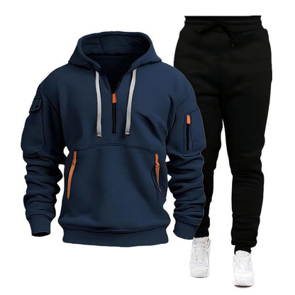 Men's Casual Sports Hoodie with Quarter Zip