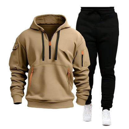 Men's Casual Sports Hoodie with Quarter Zip