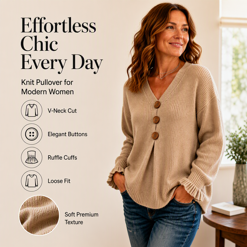 🍂 Women’s V-Neck Knit Jumper – Flattering, Cosy & Effortlessly Chic