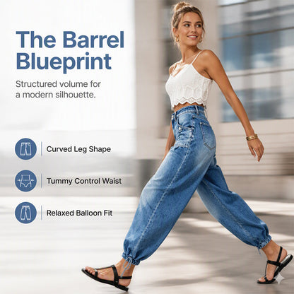 ✨Women's High Waisted Stretchy Barrel Jeans