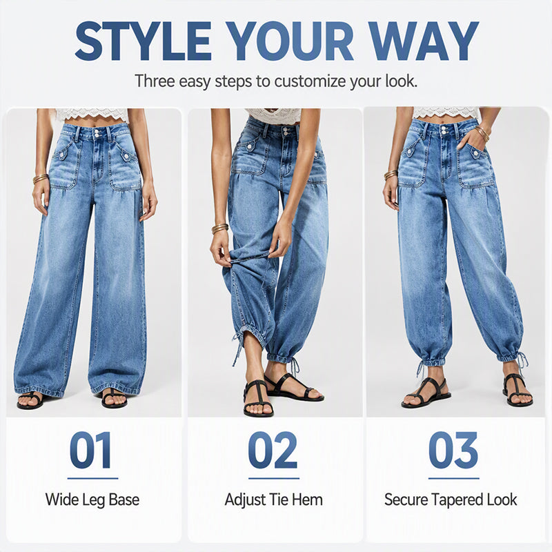 ✨Women's High Waisted Stretchy Barrel Jeans