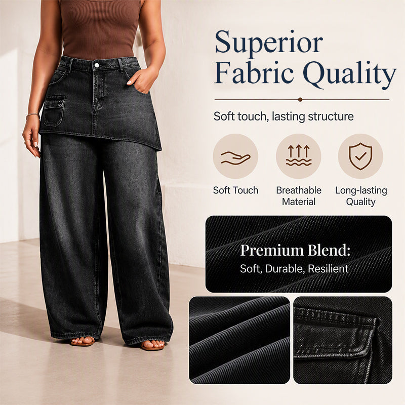 Women's Layered Skirt Over Denim Jeans