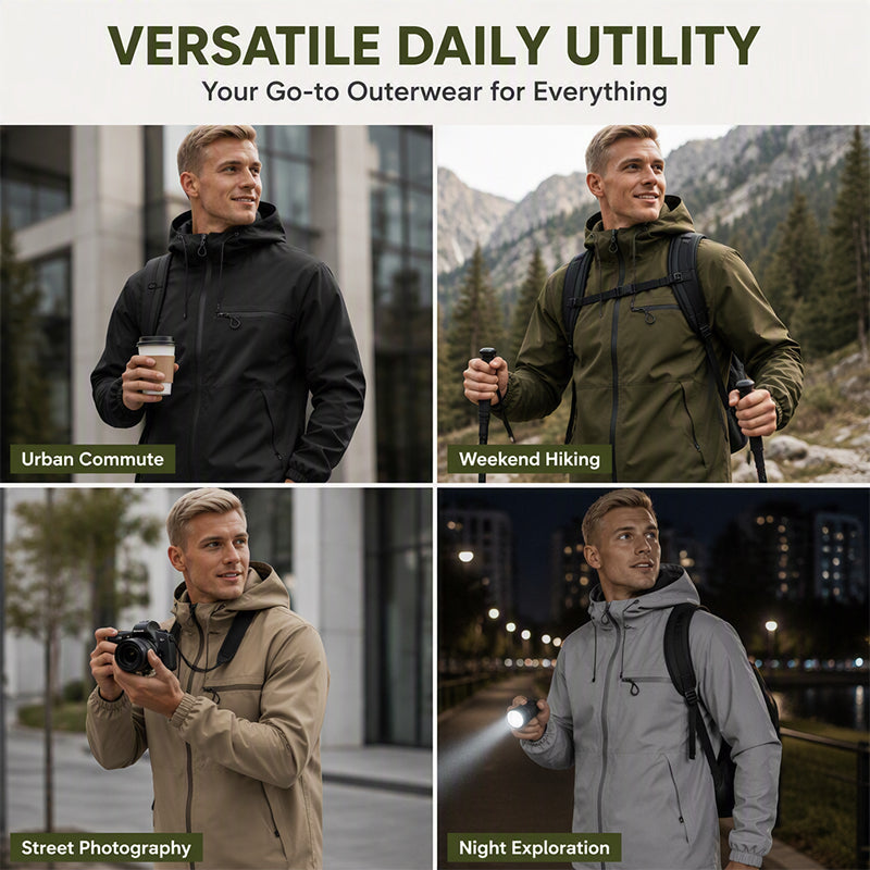 🍂 Men's Outdoor Waterproof Hooded Jacket – Windproof Protection & Everyday Comfort