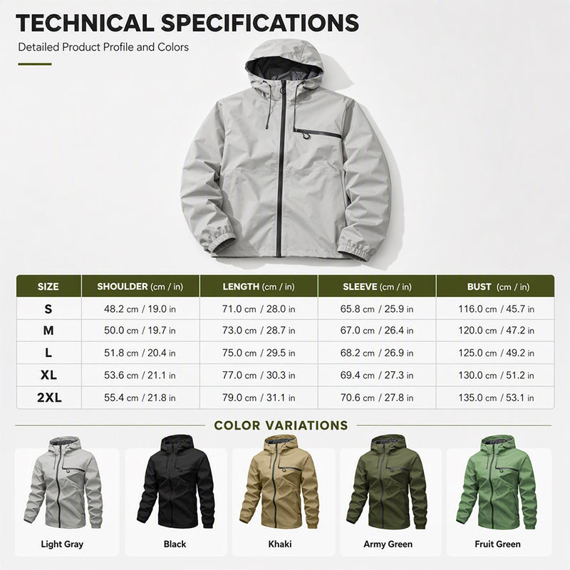 🍂 Men's Outdoor Waterproof Hooded Jacket – Windproof Protection & Everyday Comfort