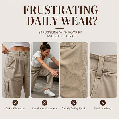 ✨ Flattering Everyday Style | Women's Straight-Leg Utility Pants with Reinforced Seams