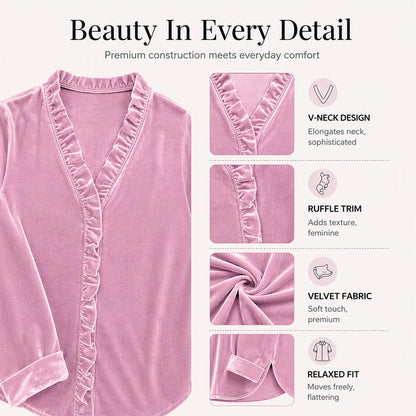 🍂✨ Women's Solid Color Ruffle Neck Blouse – Elegant, Flattering & Effortlessly Chic