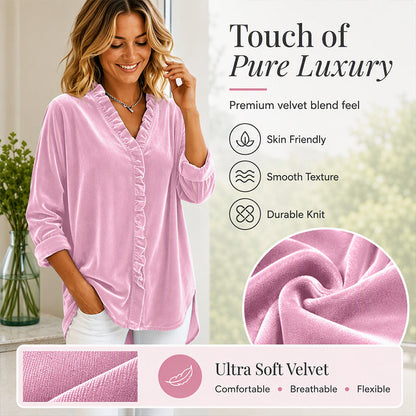 🍂✨ Women's Solid Color Ruffle Neck Blouse – Elegant, Flattering & Effortlessly Chic