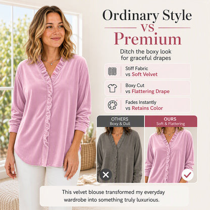 🍂✨ Women's Solid Color Ruffle Neck Blouse – Elegant, Flattering & Effortlessly Chic