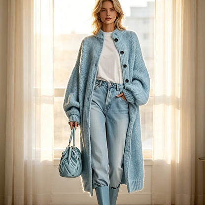 🧶 Cozy Length, Effortless Layers | Women's Chunky Knit Long Sweater Coat