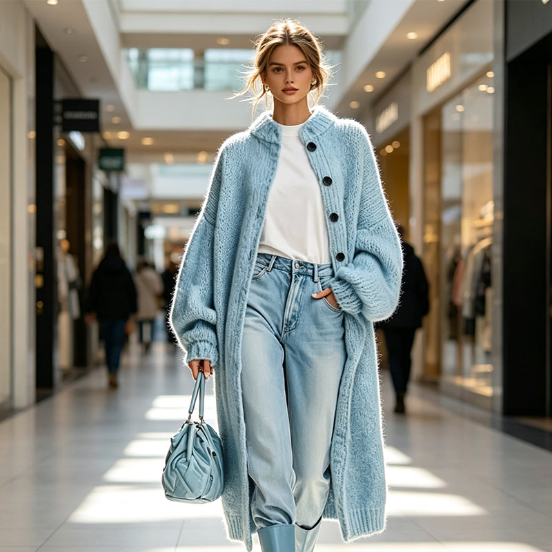 🧶 Cozy Length, Effortless Layers | Women's Chunky Knit Long Sweater Coat