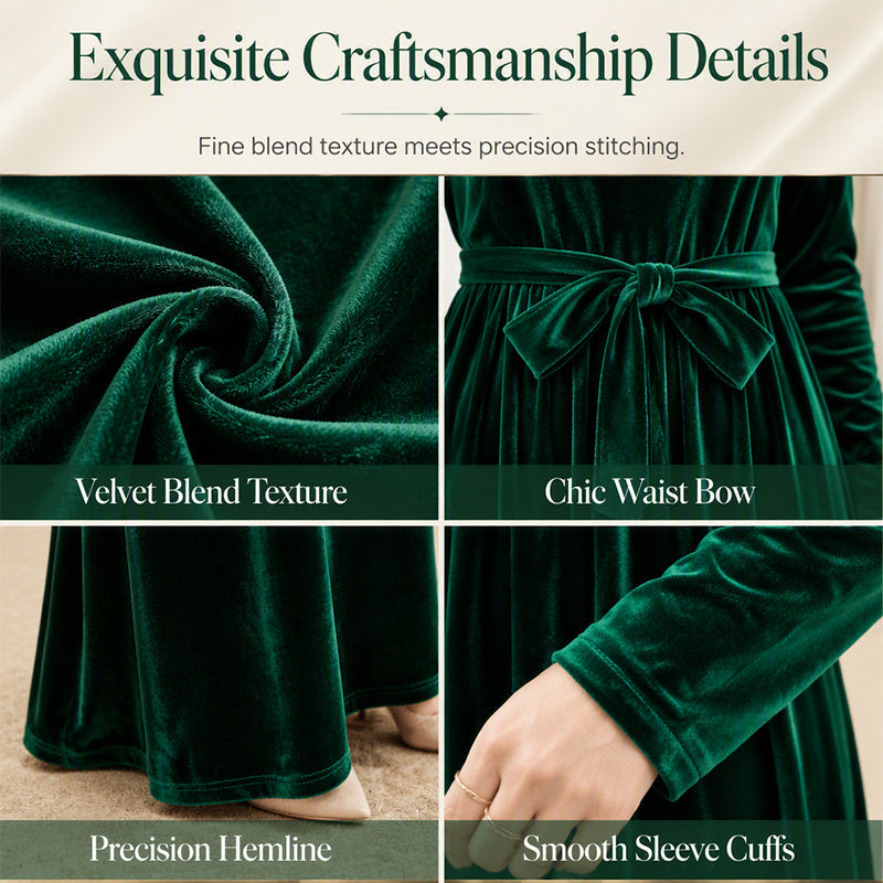 🍁New Fall Collection-Women's Elegant Velvet Long Sleeve Maxi Dress