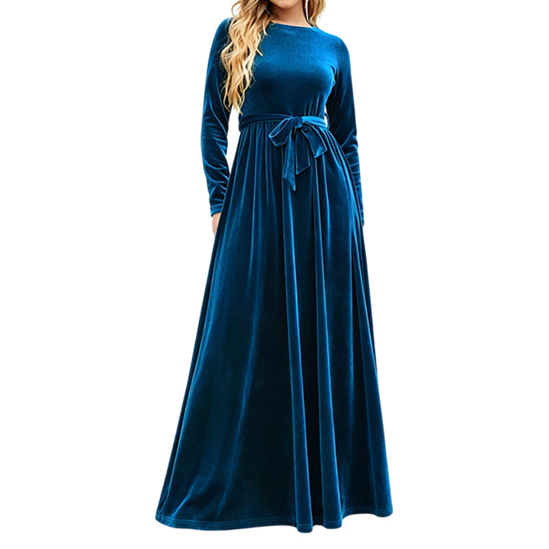 🍁New Fall Collection-Women's Elegant Velvet Long Sleeve Maxi Dress