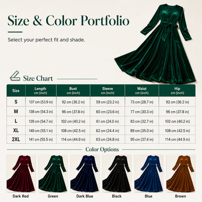 🍁New Fall Collection-Women's Elegant Velvet Long Sleeve Maxi Dress