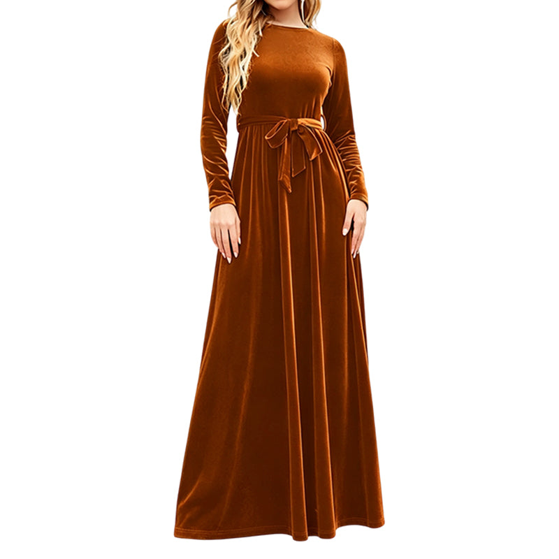 🍁New Fall Collection-Women's Elegant Velvet Long Sleeve Maxi Dress