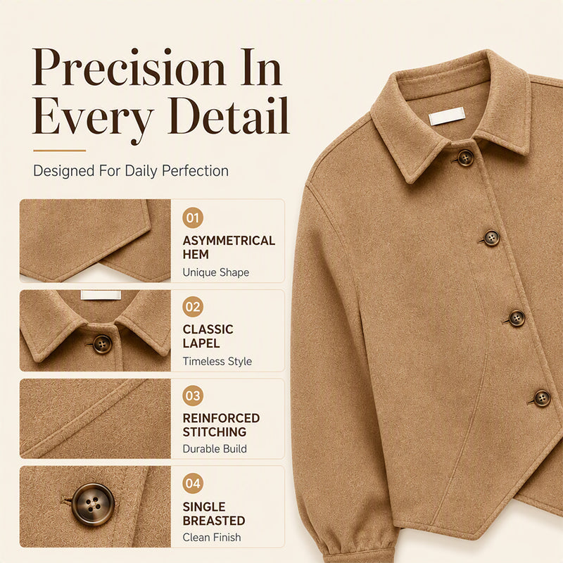 🍂✨ Women's Irregular Diagonal Button-Down Jacket – Unique, Flattering & Effortlessly Chic