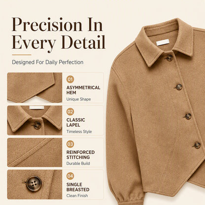 🍂✨ Women's Irregular Diagonal Button-Down Jacket – Unique, Flattering & Effortlessly Chic