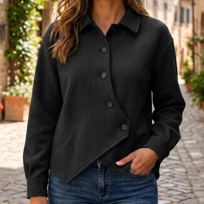 🍂✨ Women's Irregular Diagonal Button-Down Jacket – Unique, Flattering & Effortlessly Chic