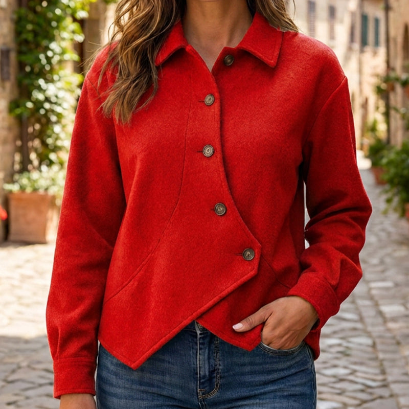 🍂✨ Women's Irregular Diagonal Button-Down Jacket – Unique, Flattering & Effortlessly Chic