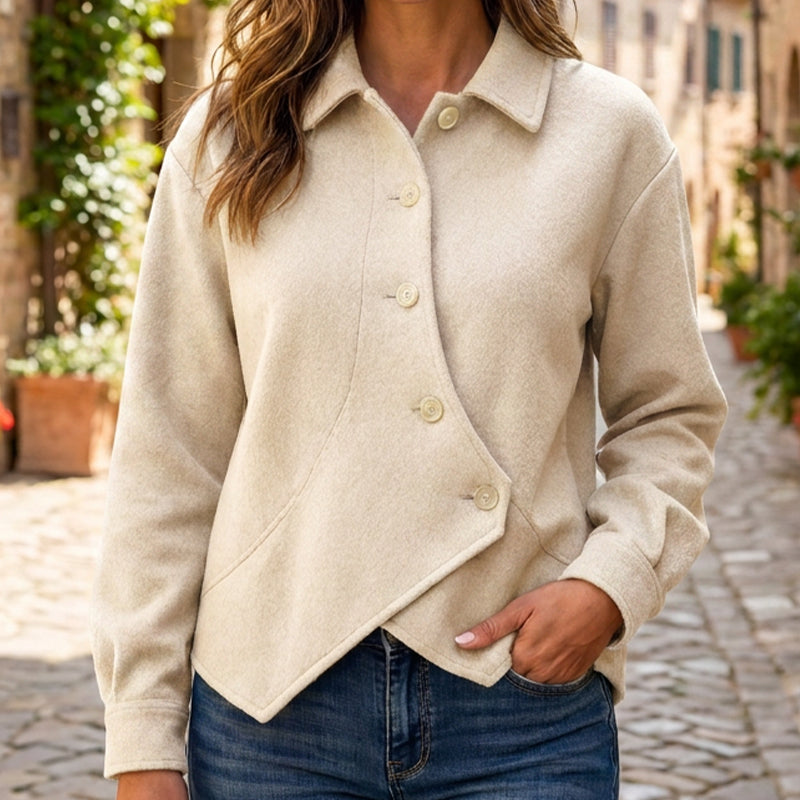 🍂✨ Women's Irregular Diagonal Button-Down Jacket – Unique, Flattering & Effortlessly Chic