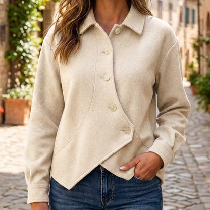 🍂✨ Women's Irregular Diagonal Button-Down Jacket – Unique, Flattering & Effortlessly Chic