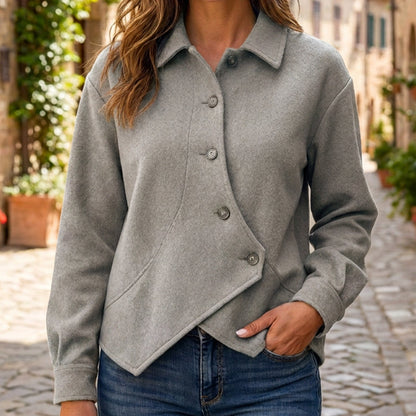 🍂✨ Women's Irregular Diagonal Button-Down Jacket – Unique, Flattering & Effortlessly Chic
