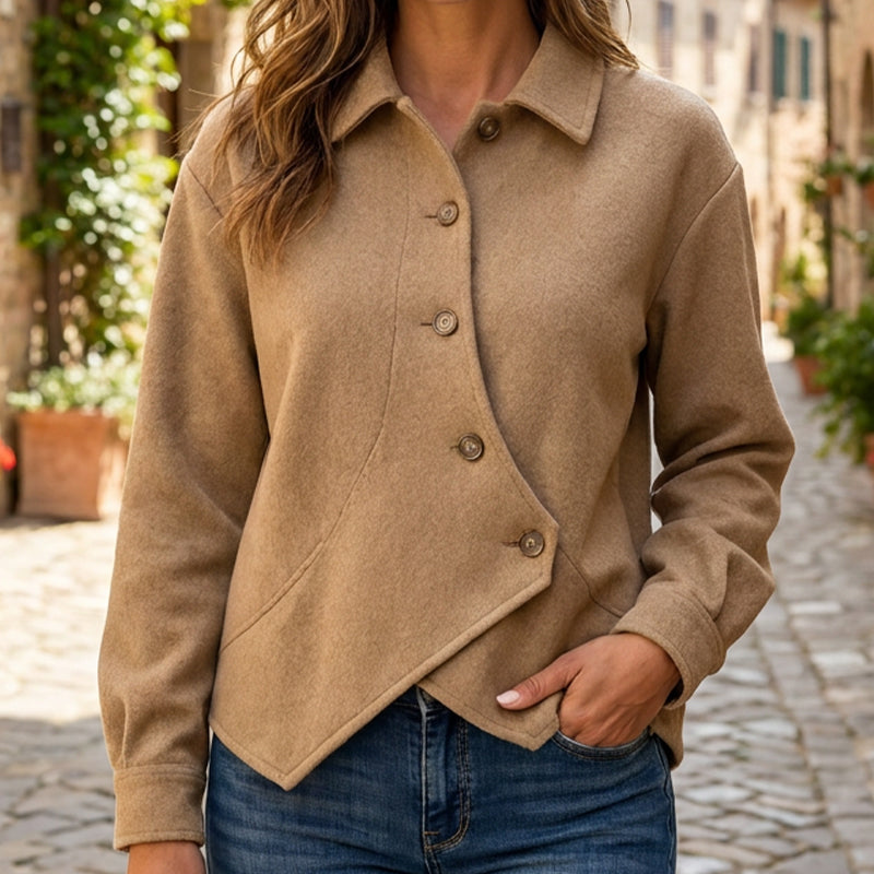 🍂✨ Women's Irregular Diagonal Button-Down Jacket – Unique, Flattering & Effortlessly Chic