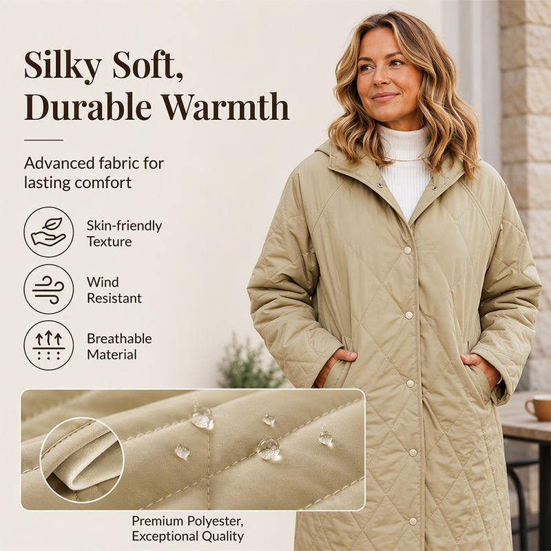 ❄️ Quilted Warmth, Easy Coverage | Women's Diamond-Quilted Hooded Coat