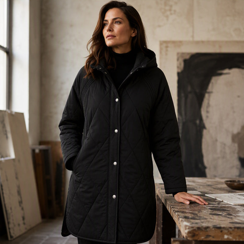 ❄️ Quilted Warmth, Easy Coverage | Women's Diamond-Quilted Hooded Coat