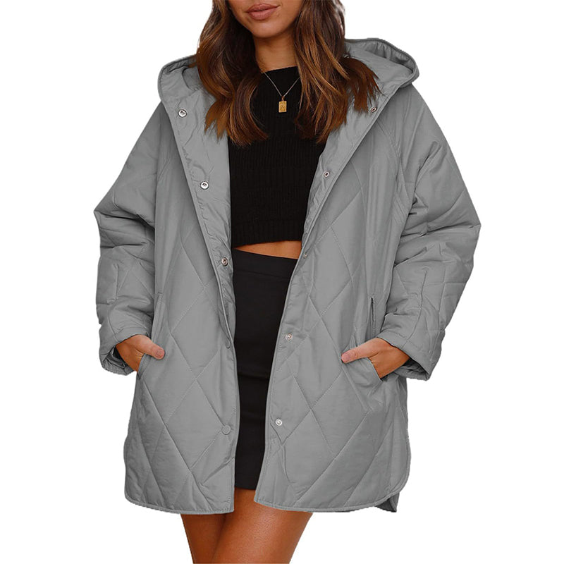 ❄️ Quilted Warmth, Easy Coverage | Women's Diamond-Quilted Hooded Coat