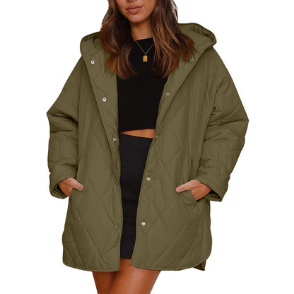 ❄️ Quilted Warmth, Easy Coverage | Women's Diamond-Quilted Hooded Coat