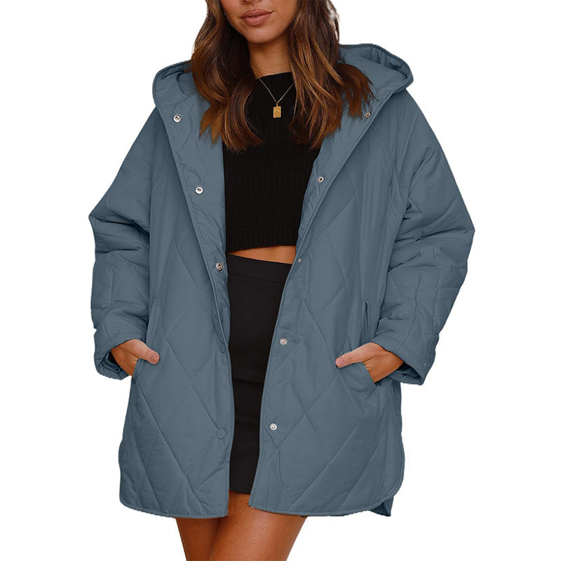 ❄️ Quilted Warmth, Easy Coverage | Women's Diamond-Quilted Hooded Coat