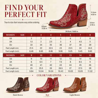 Women's Retro V-Cut Block Heel Martin Boots Plus Size Fall Winter Solid Color and Floral Print Ankle Boots