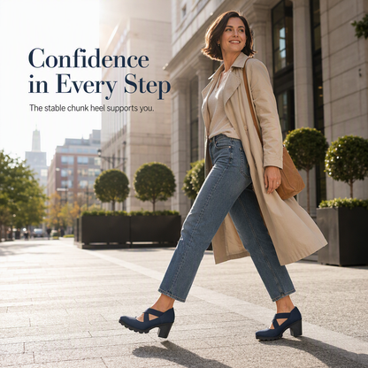 Womens Round Toe Crisscross Strap Mary Jane Shoes Chunky Heel Platform Cutout High Heels