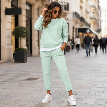 Women's Fake Two Piece Sweatshirt & Pants Set
