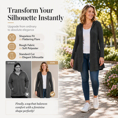 🧥 Easy Coverage, Everyday Comfort | Women's Mid-Length Zip-Up Hooded Jacket