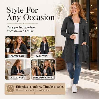🧥 Easy Coverage, Everyday Comfort | Women's Mid-Length Zip-Up Hooded Jacket