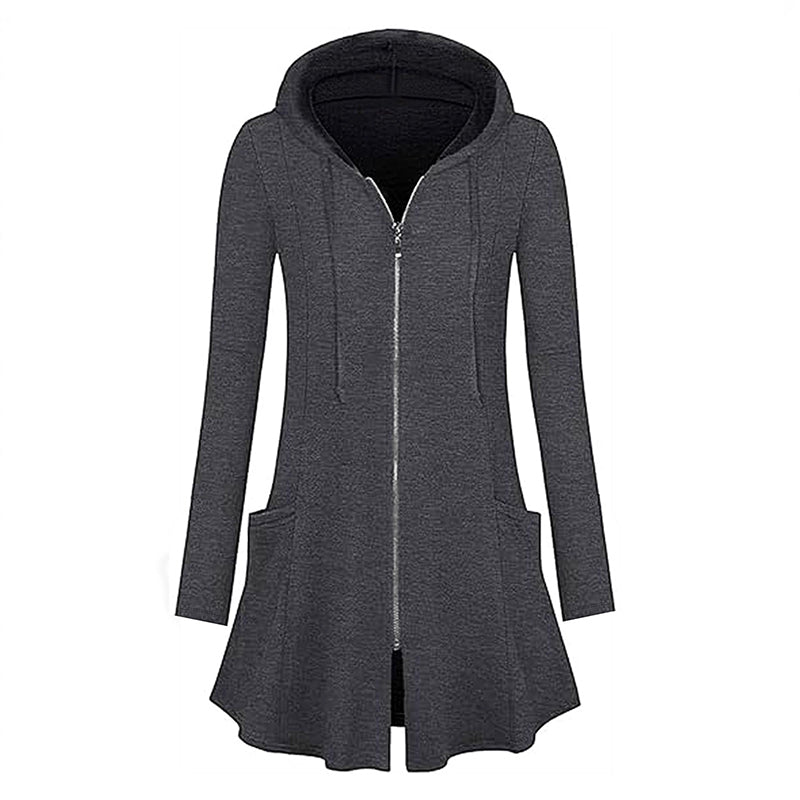 🧥 Easy Coverage, Everyday Comfort | Women's Mid-Length Zip-Up Hooded Jacket