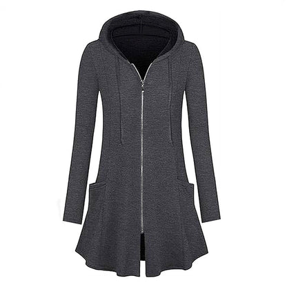 🧥 Easy Coverage, Everyday Comfort | Women's Mid-Length Zip-Up Hooded Jacket