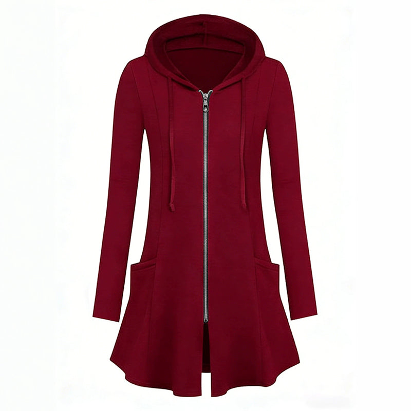 🧥 Easy Coverage, Everyday Comfort | Women's Mid-Length Zip-Up Hooded Jacket