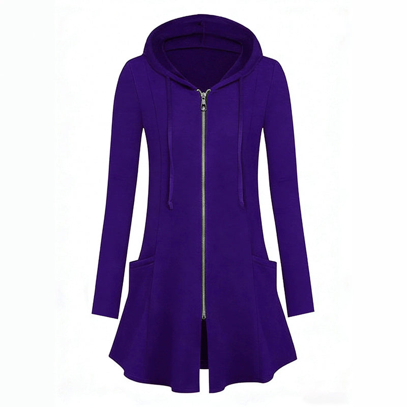 🧥 Easy Coverage, Everyday Comfort | Women's Mid-Length Zip-Up Hooded Jacket
