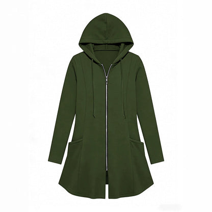 🧥 Easy Coverage, Everyday Comfort | Women's Mid-Length Zip-Up Hooded Jacket