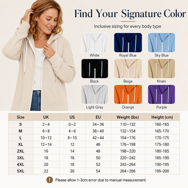 ⏰Last Day Sale 50% Off ✨ Women's Longline Zip Up Hooded Jacket