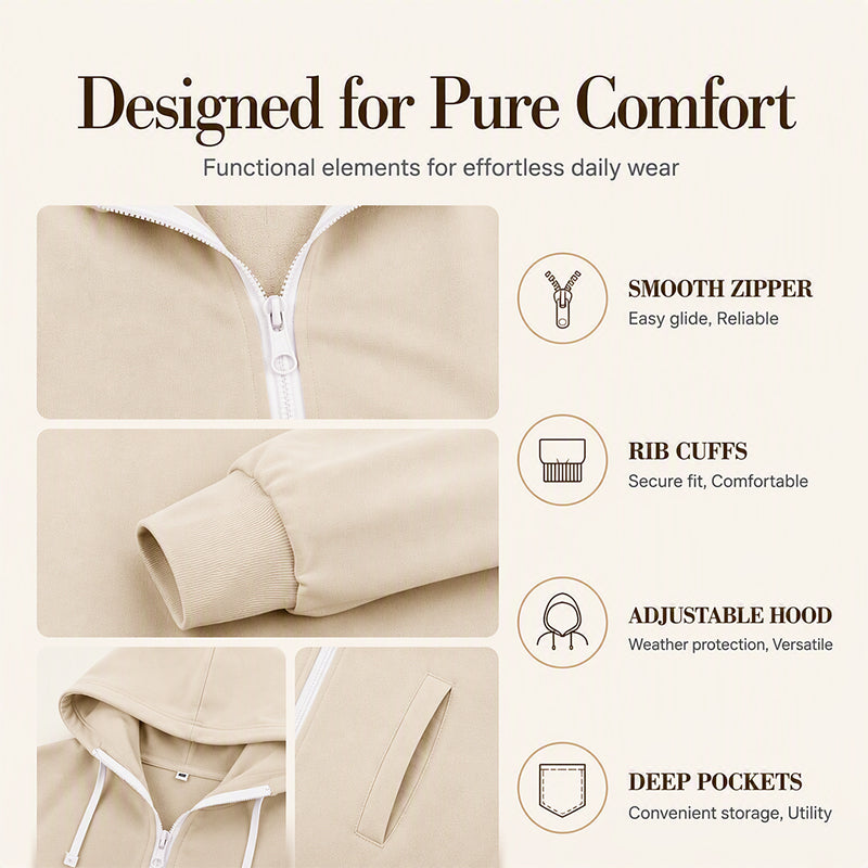 ⏰Last Day Sale 50% Off ✨ Women's Longline Zip Up Hooded Jacket