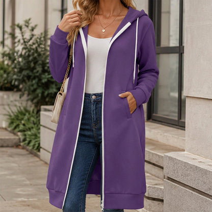 ⏰Last Day Sale 50% Off ✨ Women's Longline Zip Up Hooded Jacket