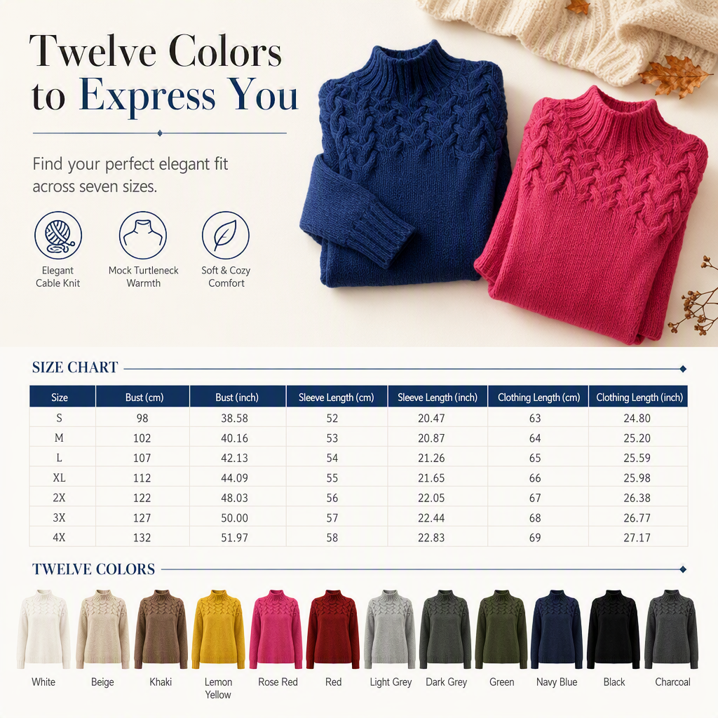Casual Solid Color Turtleneck Knit Pullover
