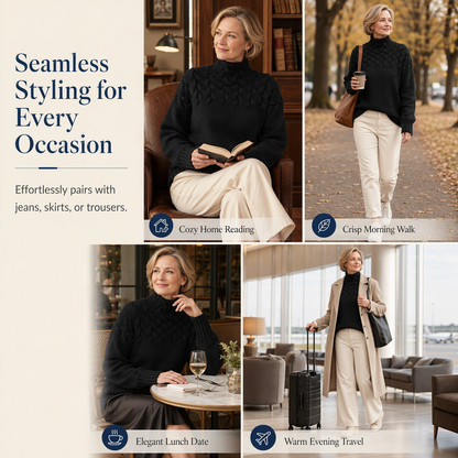 Casual Solid Color Turtleneck Knit Pullover