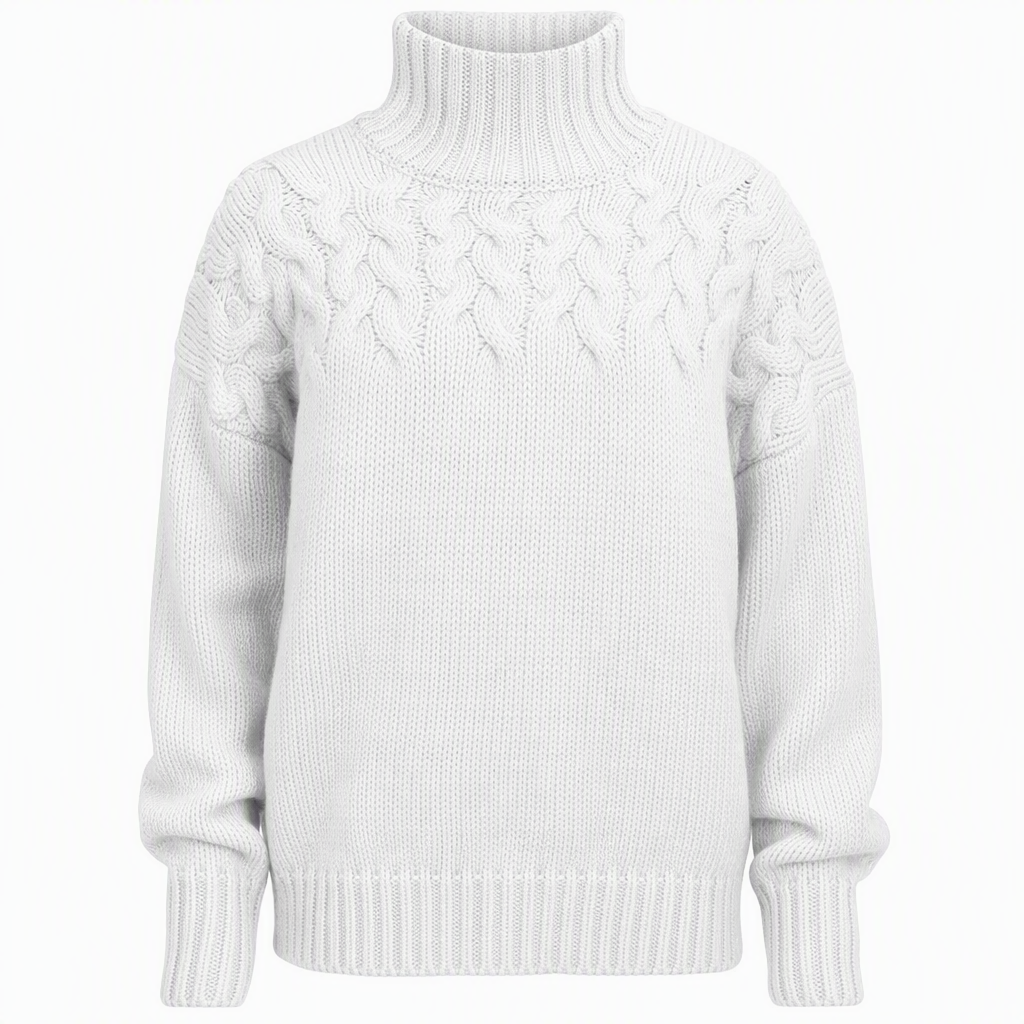 Casual Solid Color Turtleneck Knit Pullover