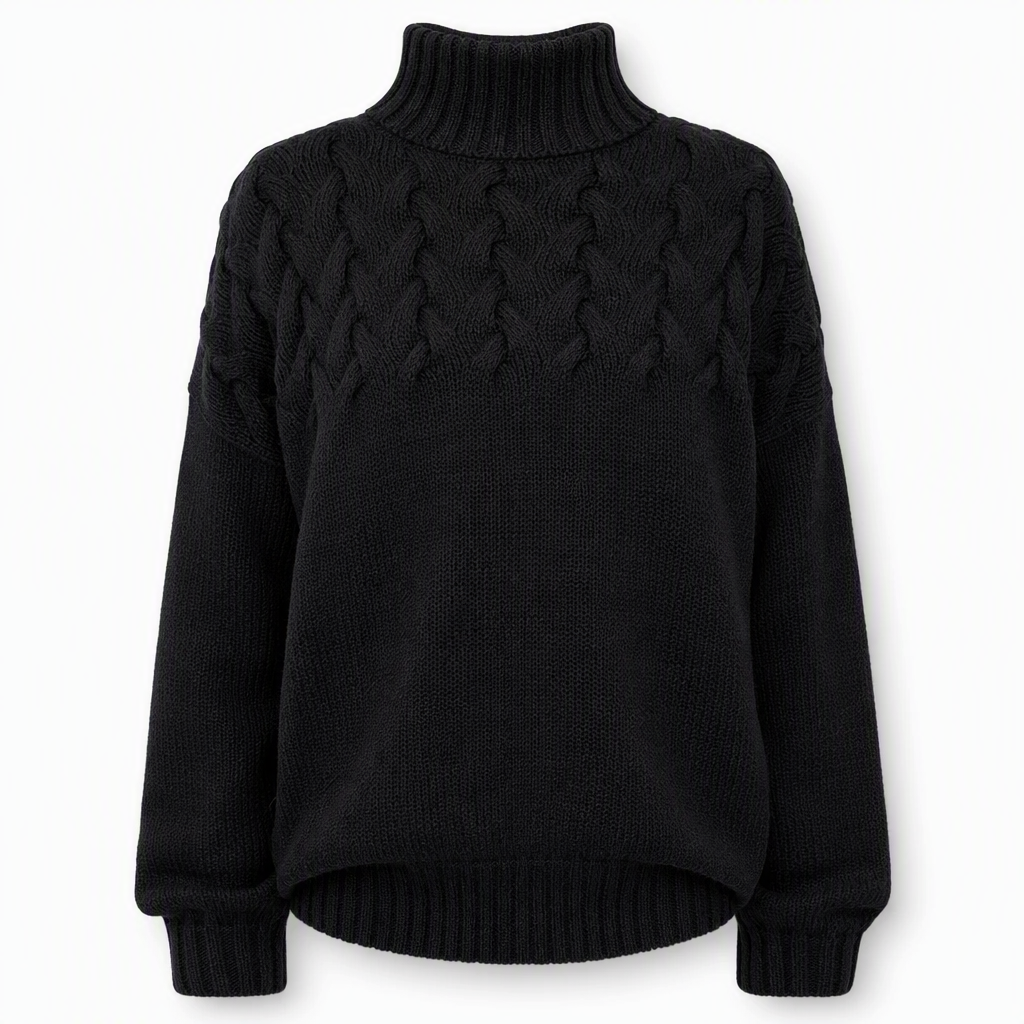 Casual Solid Color Turtleneck Knit Pullover
