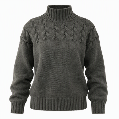 Casual Solid Color Turtleneck Knit Pullover